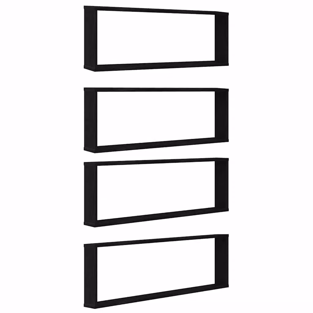 Berkfield Home Wall Mounted Cube Shelves, 4 Piece Set in Black Oak, W/D/H: 100 x 30 x 15 cm – 2