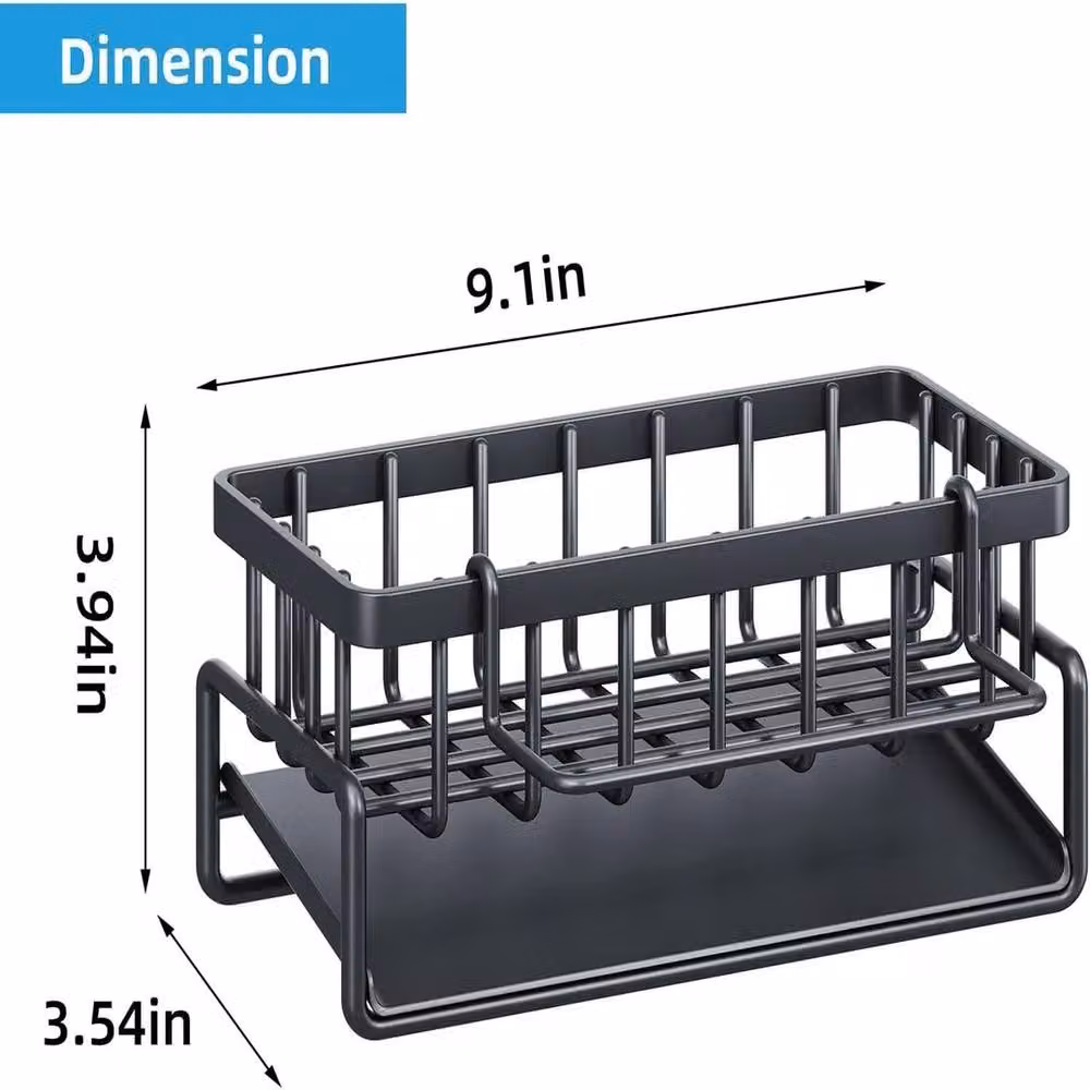 VOGREX Black Stainless Steel Kitchen Sink Caddy Basket and Sponge Drain Rack – 2