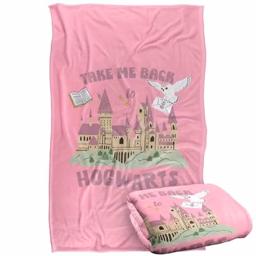 Warner Bros. Harry Potter Take Me Back To Hogwarts Super Soft Fleece Throw Blanket, Multicolour
