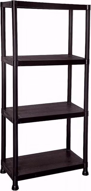 NESTLUNE 4 Tier Plastic Storage Shelving Racking in Black