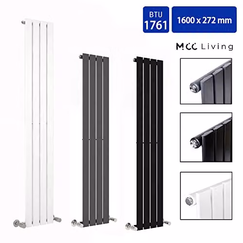 MCC Direct Designer Flat Panel Double Radiator, Black, H: 160 cm, W: 27.2 cm, D: 27.2 cm – 2