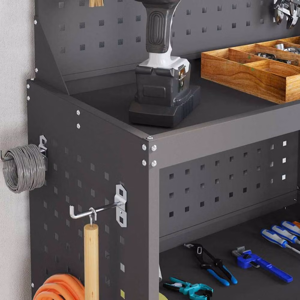 Berkfield Home Tool Trolley in Black Powder-coated Steel, W/D/H: 65 x 35 x 111 cm – 4