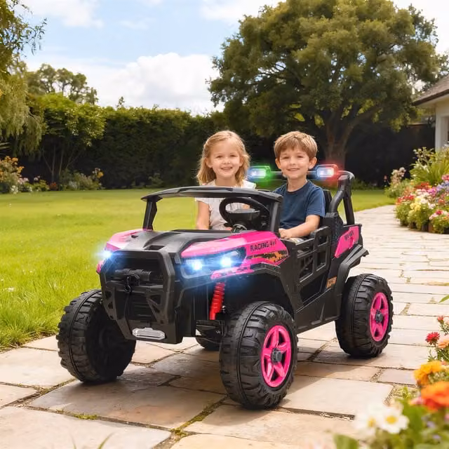 AIYAPLAY 24V 2-Seater Electric Ride On Car with Remote Control, Pink