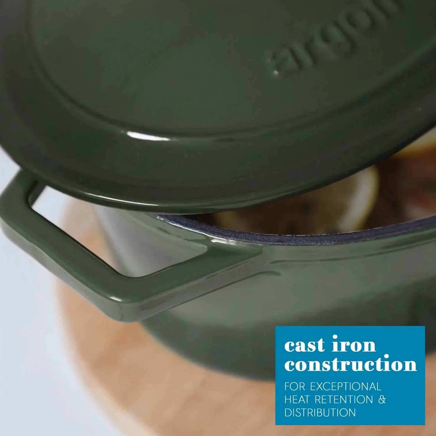 Argon Tableware 2x Oval Cast Iron Casserole Dishes with Self Basting Lids, Green, 4.68L – 3