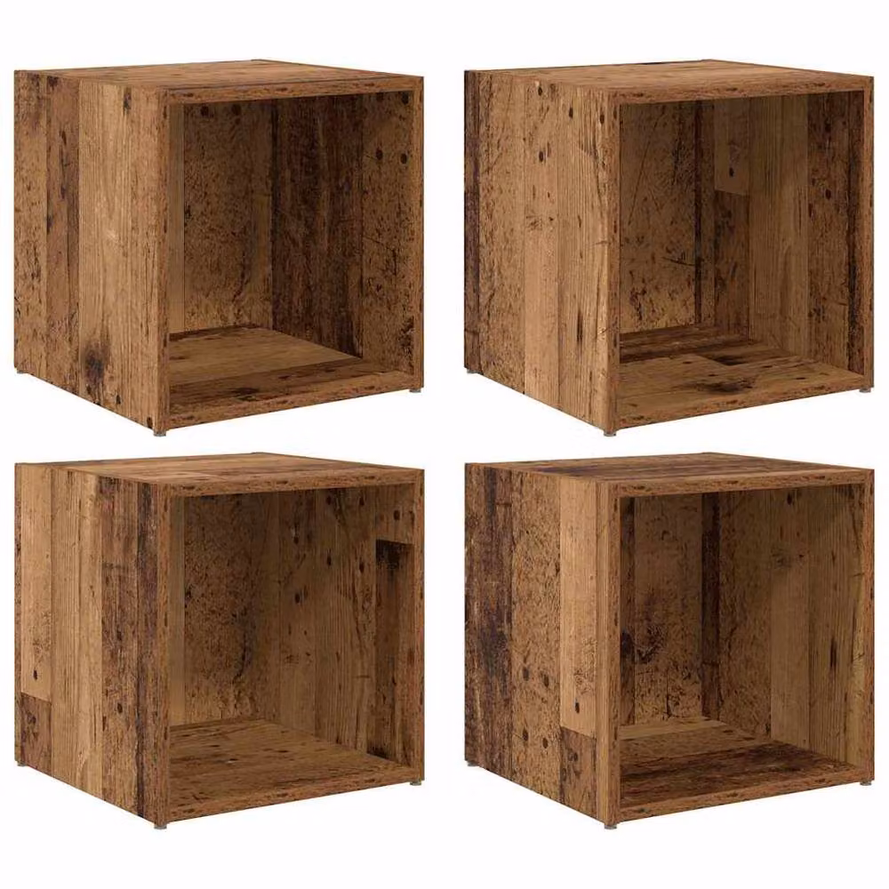 Berkfield Home Set of 4 Rustic TV Cabinets in Brown Engineered Wood, W/D/H: 37 x 35 x 37 cm – 3