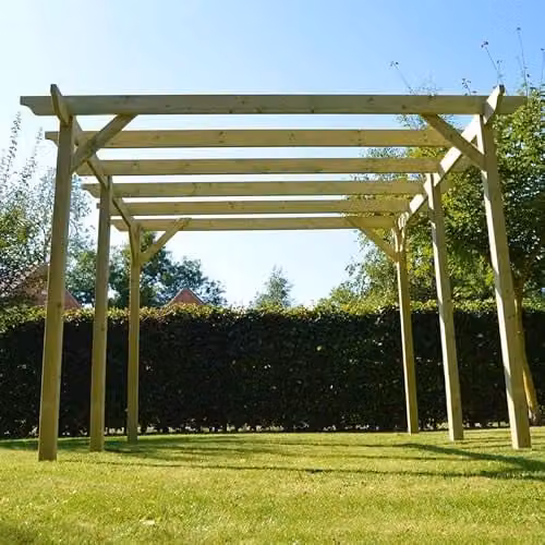 Buttercup Farm 6 Post Wooden Garden Pergola in Light Green, W720 x D180 x H270 cm – 3