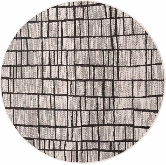 Ted Baker Crouch Round Abstract Indoor Outdoor Rug in Black, Diameter: 160 cm – 1