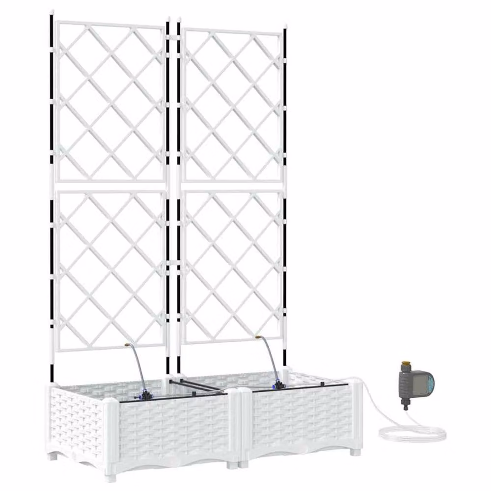 Berkfield Home Garden Planters with Water Irrigation System, 2 Pack, White – 2