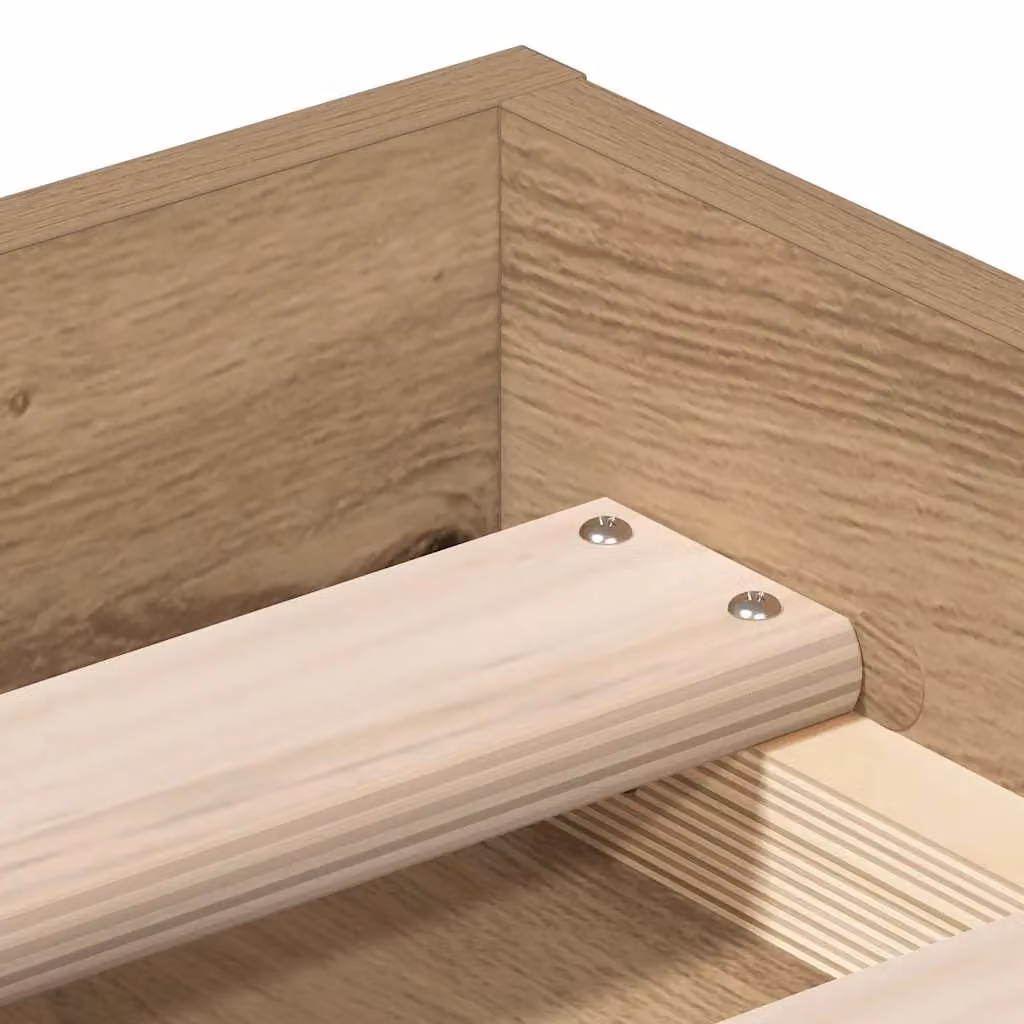 Berkfield Home Artisan Oak Bed Frame in Brown, Engineered Wood, W/D/H: 100 x 200 cm – 3