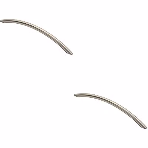 Loops 2 Pack Curved Bow Cabinet Pull Handles in Brushed Silver, W: 22.6 cm, D: 1 cm, Fixing Centres: 19.2 cm