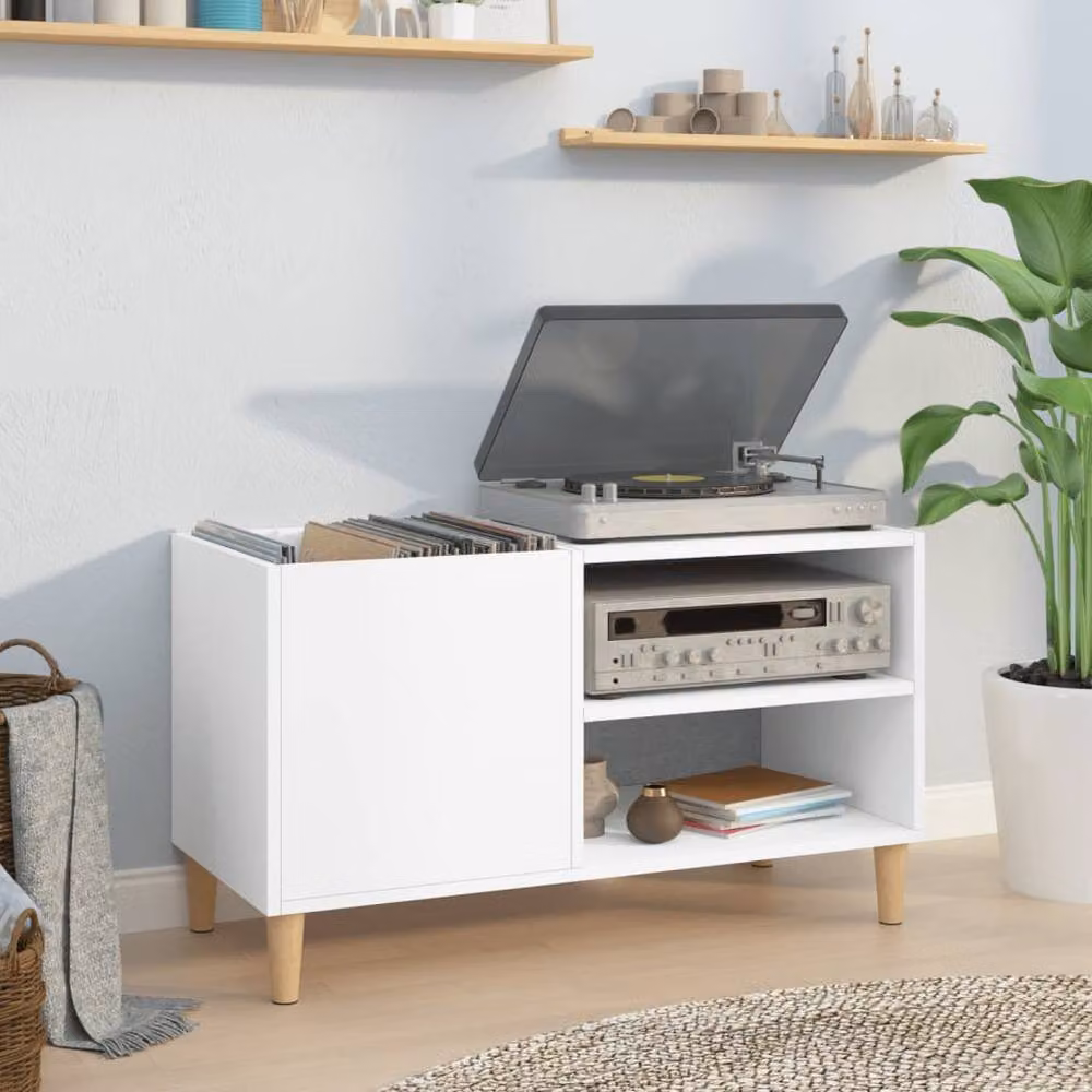 Berkfield Home Record Cabinet in White, W/D/H: 84.5 x 38 x 48 cm – 2