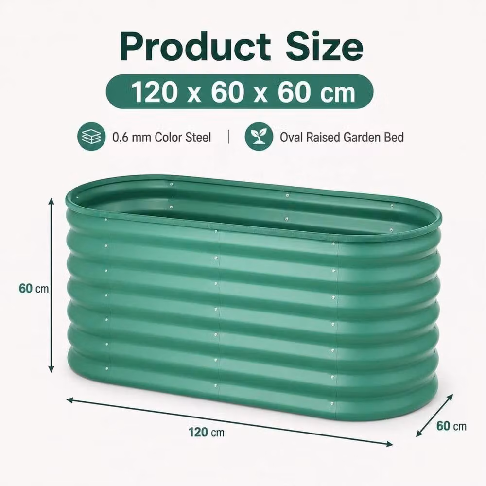VOGREX Heavy Duty Galvanised Steel Raised Garden Bed Planter in Green, W/D/H: 60 x 60 x 60 cm – 2
