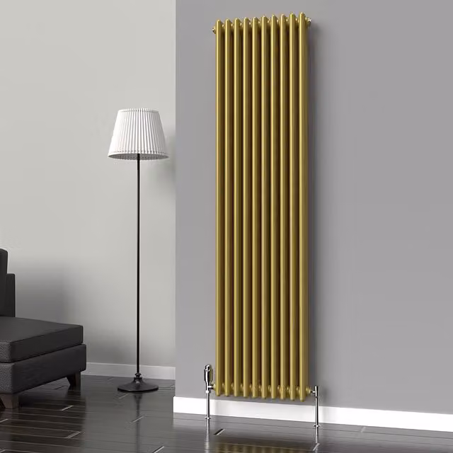 Lux Heat Vertical Coloured Column Radiator in Metallic Gold, H 180 cm x W 47 cm