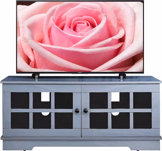 MDA Designs Hamilton Traditional Glossy TV Cabinet in Grey with Glass, W/D/H: 110 x 40 x 48 cm