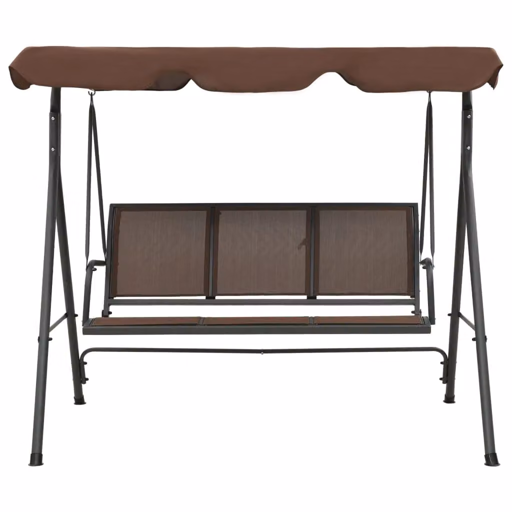 Berkfield Home Garden Swing Bench with Sun Canopy in Brown – 2