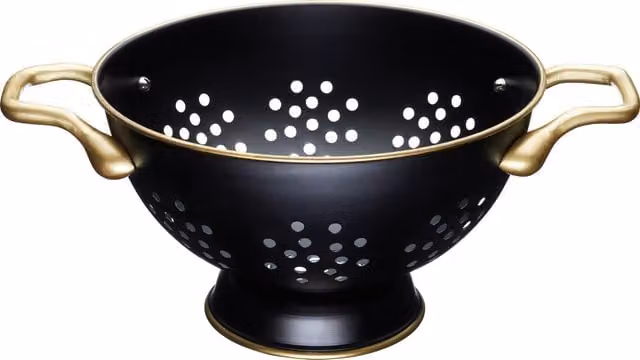 MasterClass Stainless Steel Round Colander with Handles, Black and Gold, 24 cm
