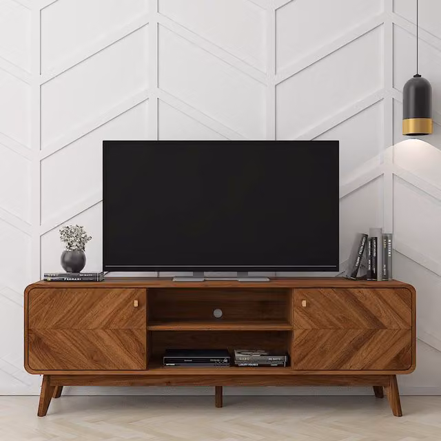 Kidsaw LV44 Columbian Walnut TV Cabinet in Brown and Gold