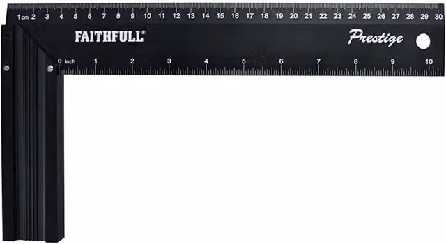 Faithfull Prestige Try Square in Black Aluminium and Multicolour
