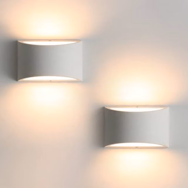 Pheashine 2 Pack White Plaster Up and Down Wall Sconce with G9 Warm White Light, W/D/H: 20 x 13 x 9 cm – 1