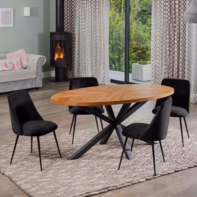 Artemis Home Modern Oval Dining Table Set with 4 Black Chairs