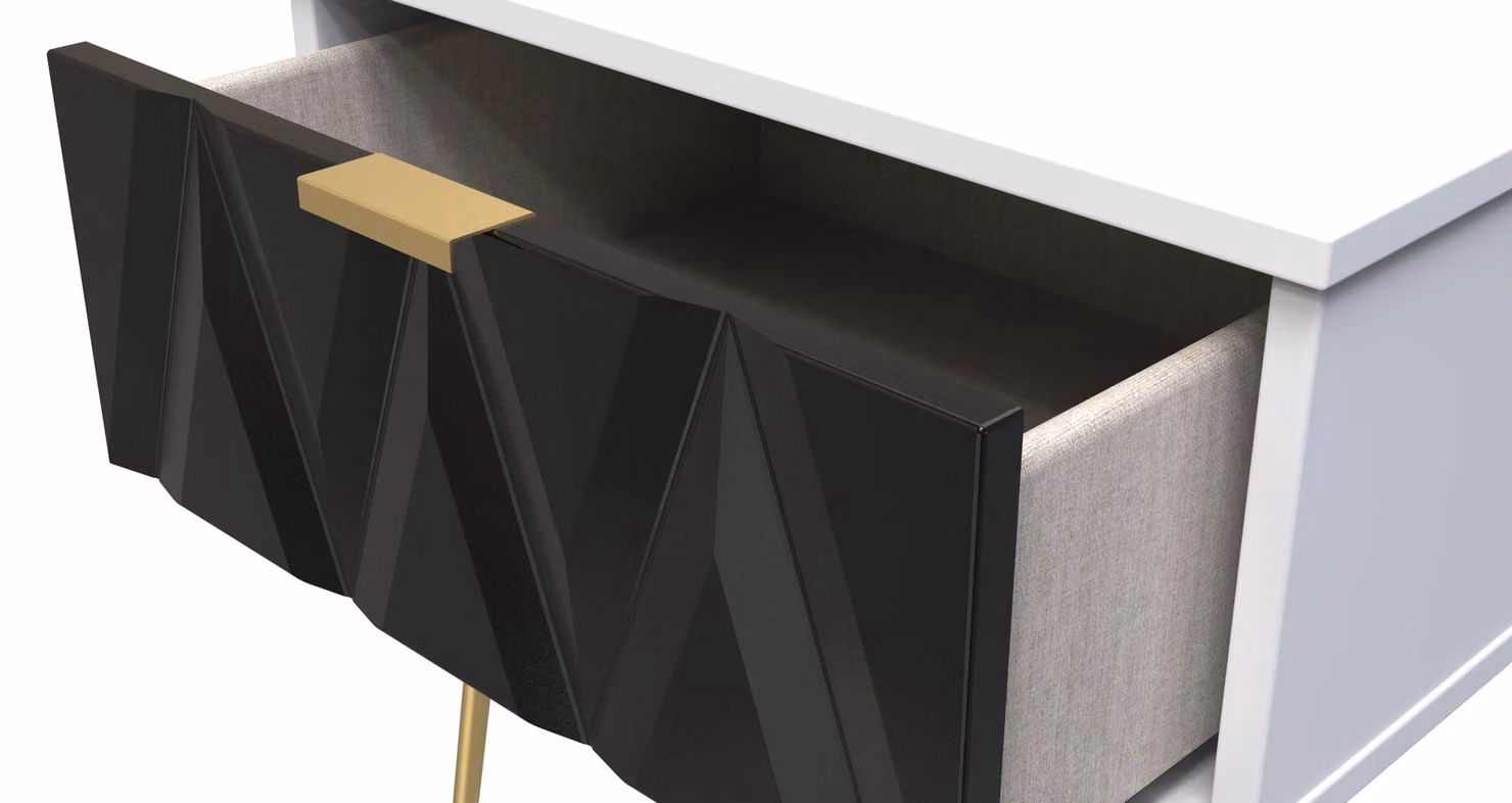 Ready Assembled 2 U Dallas 1 Drawer Bedside Table in Black and Gold – 3