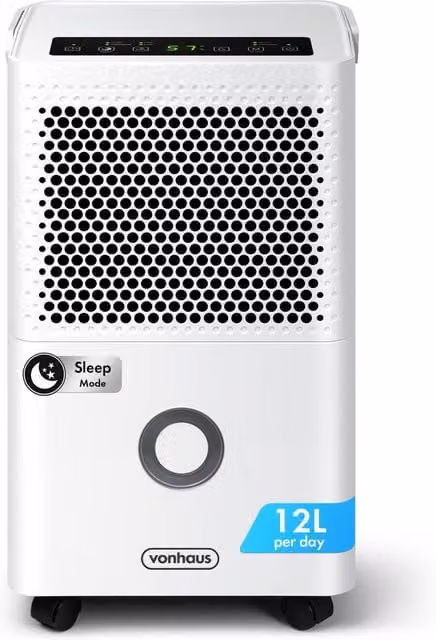 VonHaus White Dehumidifier with 1.5L Water Tank and 12L Daily Capacity – 1