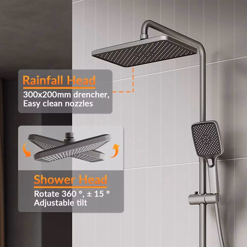 PAWNORA Thermostatic Single Lever Brass Bathroom Shower Mixer in Grey – 3