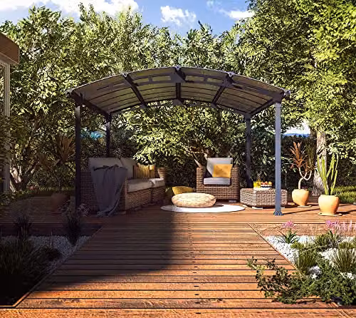 Palram Tucson 4300 Curved Aluminium Garden Gazebo in Anthracite Grey, W/D/H: 430 x 359 x 242 cm – 2