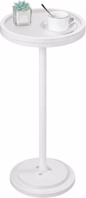 FORGEVIO Round White Side Table and Bedside Table, W/D/H: 30 x 30 x 65 cm