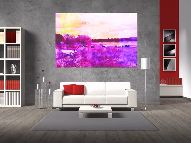 East Urban Home Pinky Cow Abstract Animal Art Print Wrapped on Canvas, Pink, 152cm