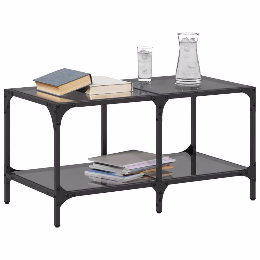Berkfield Home Modern Rectangular Coffee Table with Black Glossy Glass Top and Steel Frame, W/D/H: 78.5 x 40 x 40 cm – 3