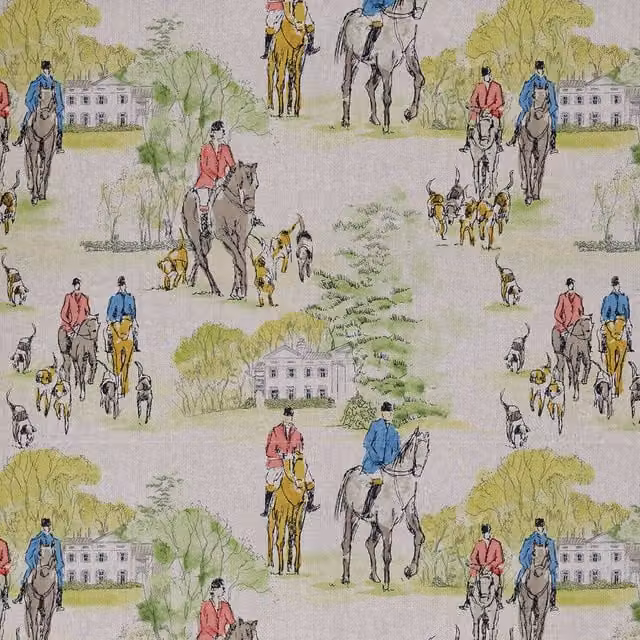 Terrys Multicolour Hunting Scene Digitally Printed Fabric for Adults