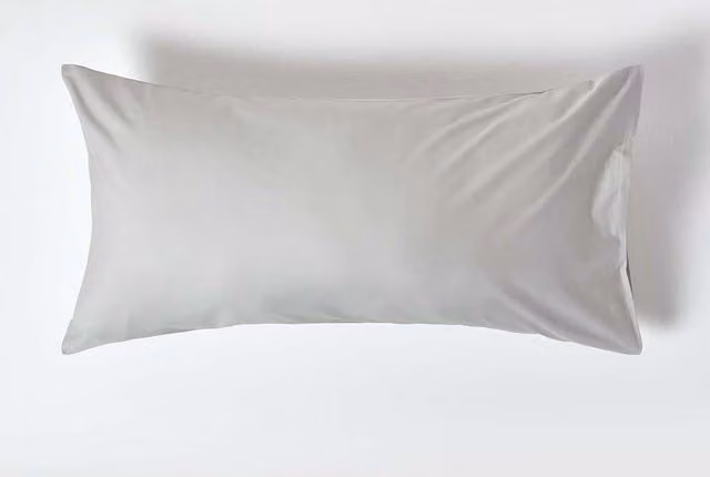 Homescapes Silver Grey Egyptian Cotton King Size Housewife Pillowcase, 200 TC Percale