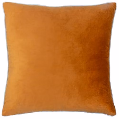 Riva Home Velvet Square Decorative Cushion, W/D/H: 45 x 45 x 45 cm, Orange, Brown and Beige – 1