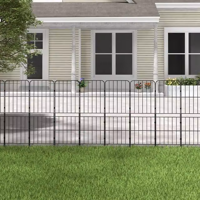 Breeins 10-Panel Metal Garden Border Edging in Black with Rounded Rectangular Design