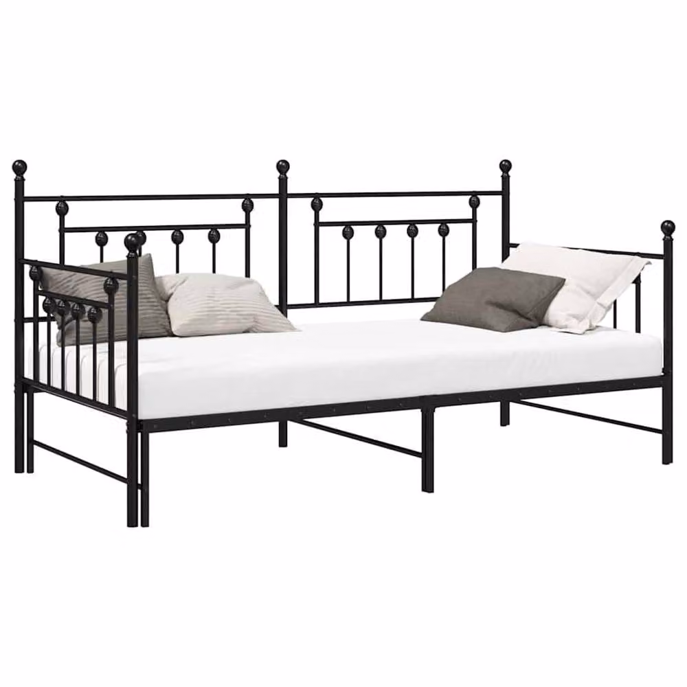 Berkfield Home Modern Black Metal Bed Frame W: 90 cm, L: 190 cm – 3