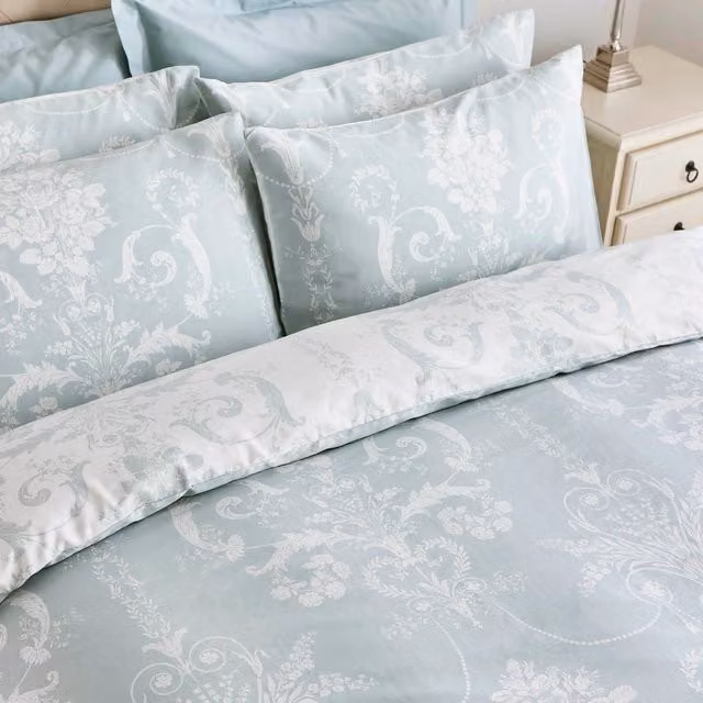 Laura Ashley Josette Reversible Floral Cotton Housewife Pillowcase in Duckegg Blue