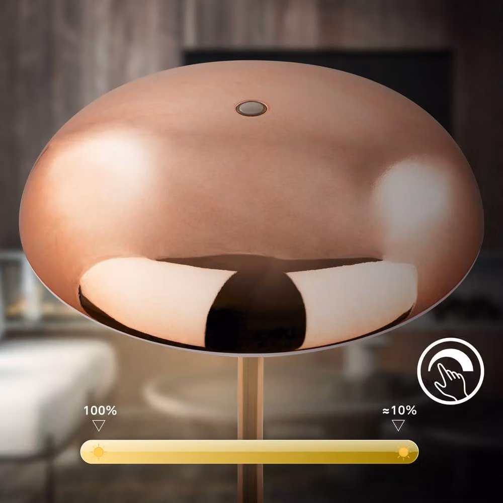 Briloner Rechargeable LED Table Lamp in Copper, Dimmable Touch Control Cordless Night Light with IP44 Rating, H 30.5 cm x W 19.5 cm x D 19.5 cm – 4