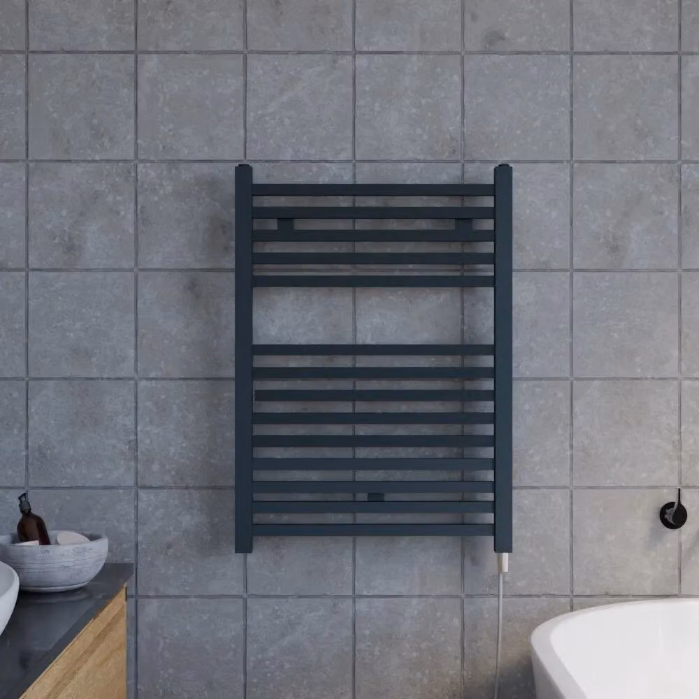 Balterley Electric Vertical Square Towel Rail 300 Watt Anthracite Grey H: 69 cm, W: 50 cm – 2