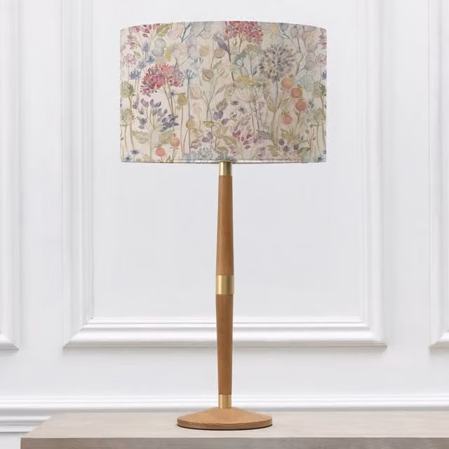 Voyage Maison Solensis Tall Table Lamp with Hedgerow Eva Fabric Lampshade in Brown and Multicolour