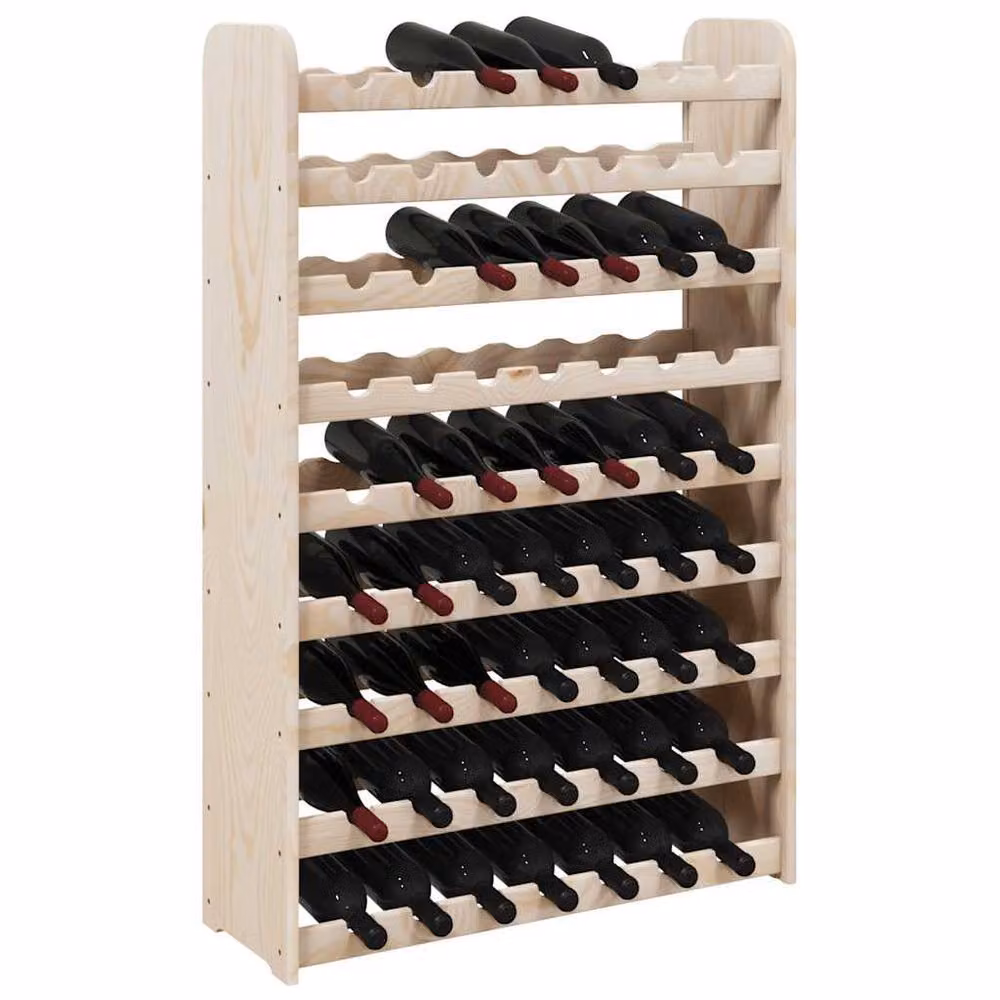 Berkfield Home Rustic Solid Wood Pine Wine Rack in Natural, W/D/H: 72.5 x 25 x 111.5 cm – 4