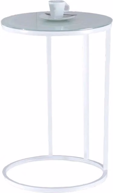 Pirlo Plush Modern Round Glass Side Table in White