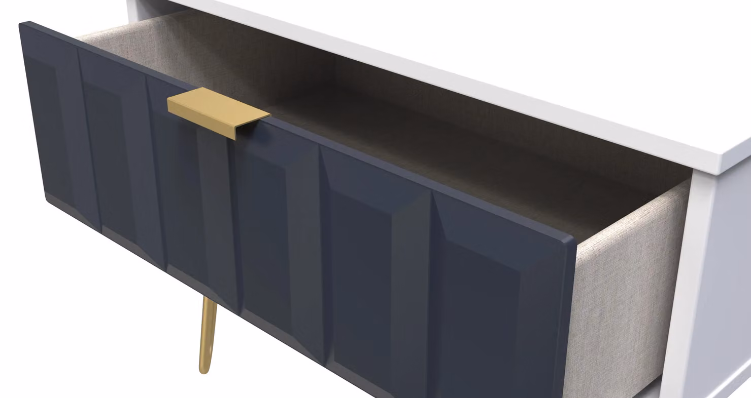 Ready Assembled 2 U Metro Wide Side Table with 1 Drawer in Dark Blue and Gold – 4