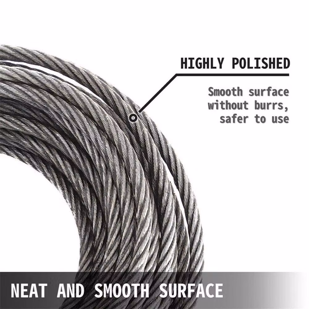 NESTLUNE Silver Galvanised Steel Wire Rope Cable with Sling Hook Rigging Recovery – 4