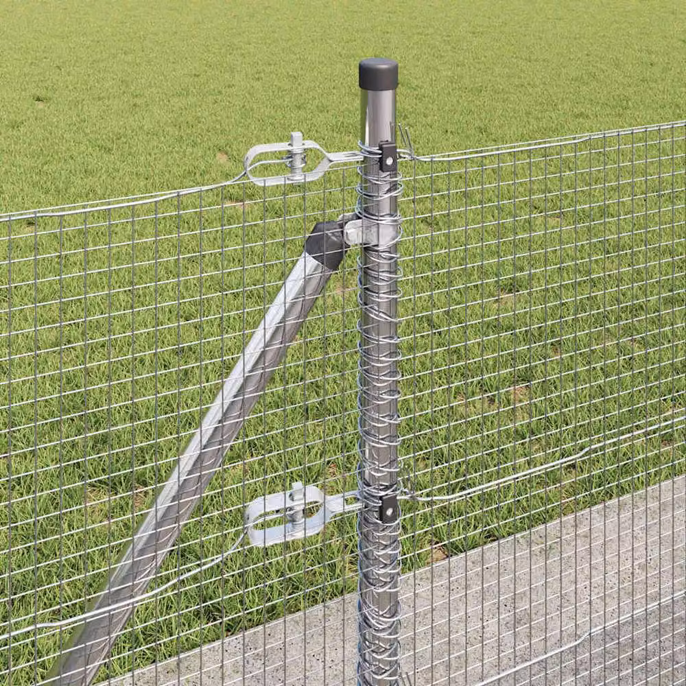 Berkfield Home Galvanised Steel Welded Wire Fence with 13 Flanged Posts, Silver, 0.6 x 50 m – 3