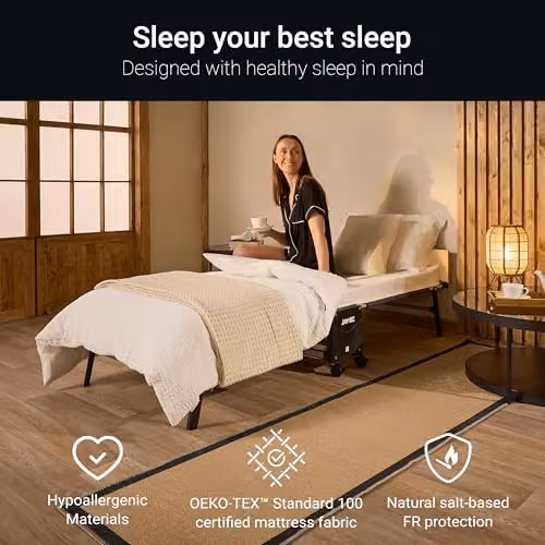 Jay-Be Rollaway Folding Guest Bed with Black Foam Memory Mattress, W/D/H: 80 x 190 x 24 cm – 4