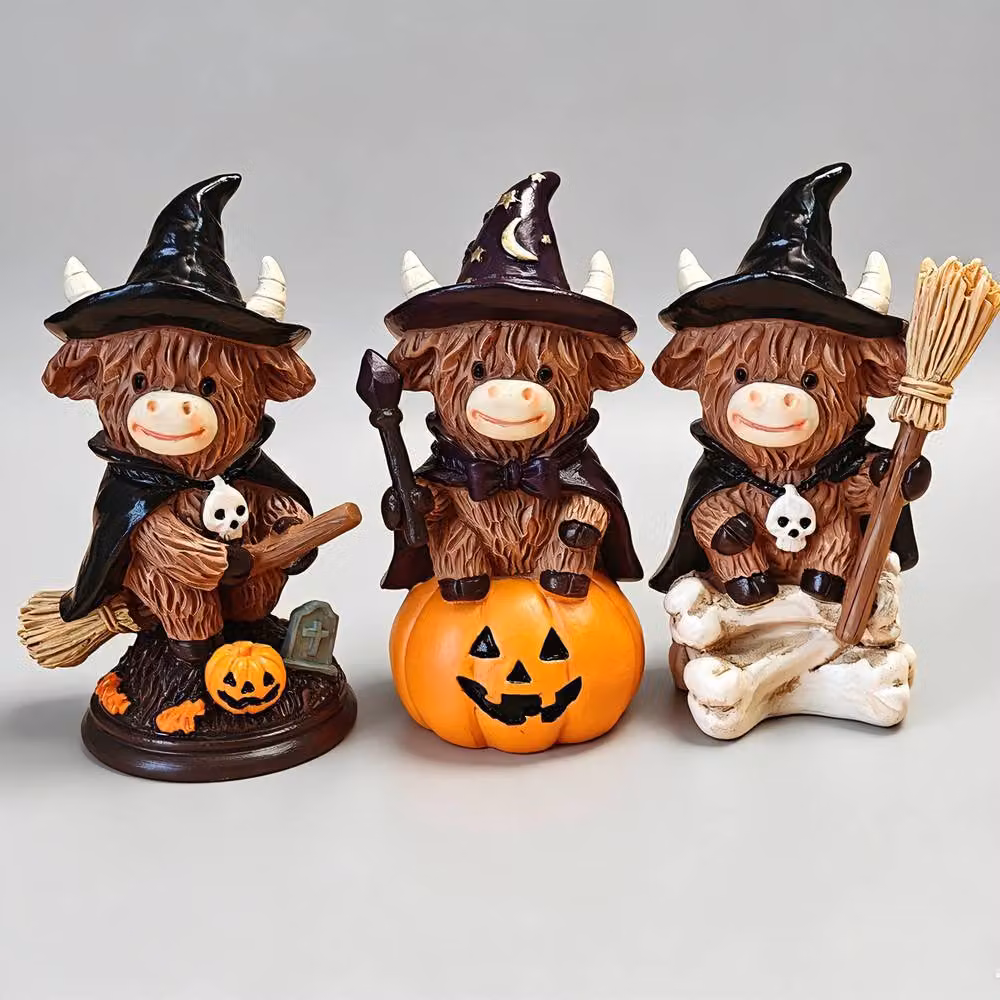 Quipulse Brown Highland Cow Resin Tabletop Figurine – 3