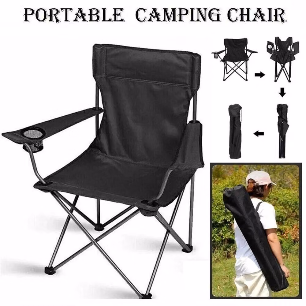 FLAVORA Portable Folding Camping Chair in Black – 5