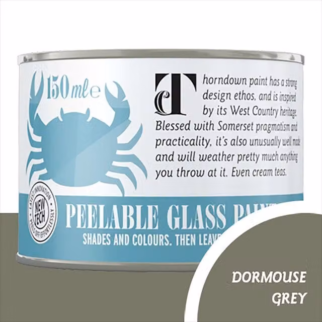 Thorndown Dormouse Grey Peelable Glass Paint in Satin Matt Grey, 7.5 cm