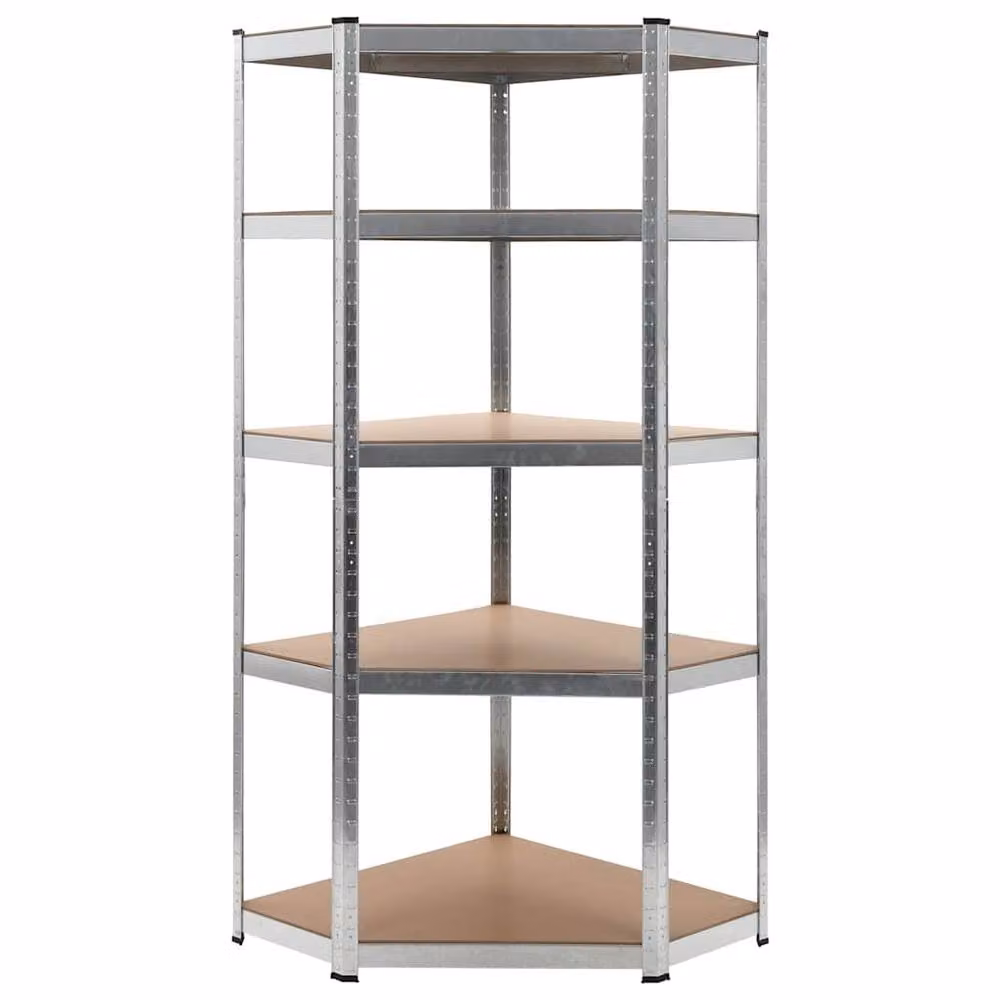 Berkfield Home Silver Storage Shelf with Adjustable Shelves, Steel and MDF, W/D/H: 75 x 75 x 180 cm – 2